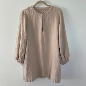 Mara Hoffman Tunic Womens Medium Beige Casual Coastal Pocket Minimal Resort